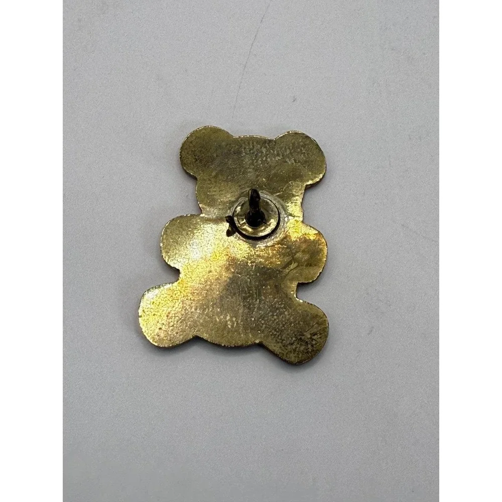 Vintage‎ Ohio Teddy Bear Enamel Pin Set of 2 – Gold Tone Black Red Heart Bears